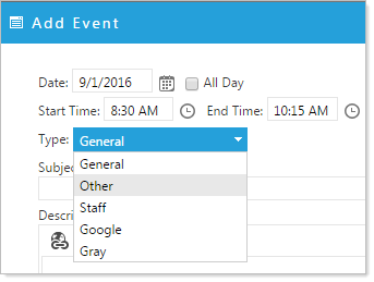 Event categories