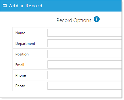 Add a record form
