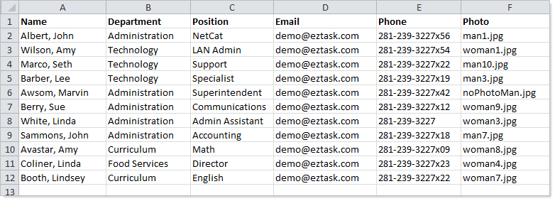 Excel sample