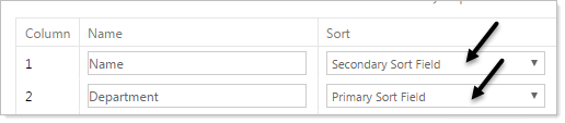 Sorting dialog