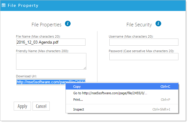 File property dialog
