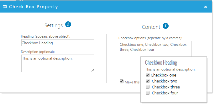 Check box dialog