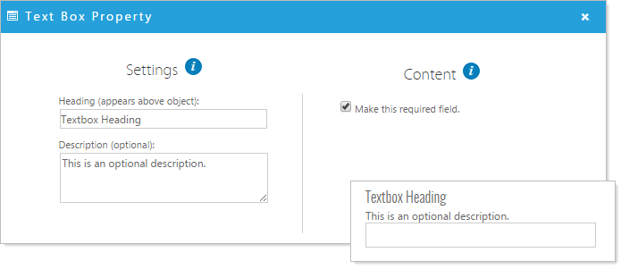 Text box settings