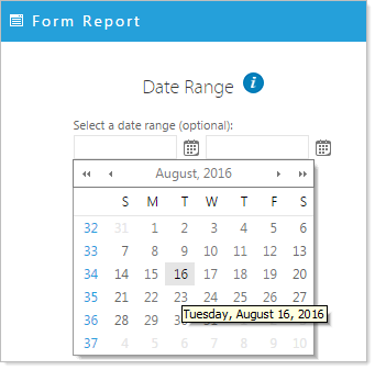 Date range dialog