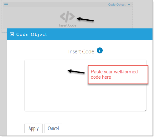 Code object dialog
