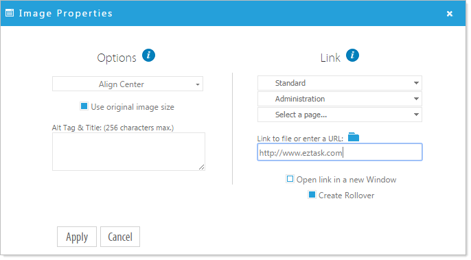 Properties dialog