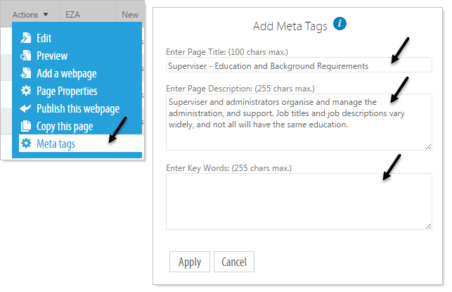 Meta Tag Dialog